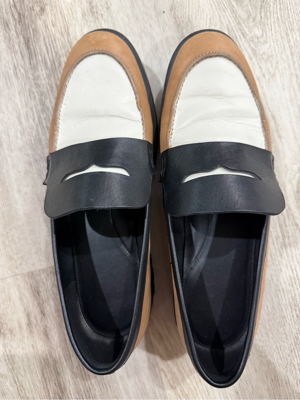 Cole Haan Women's Two-Tone Leather Penny Loafers in Black, White & Tan